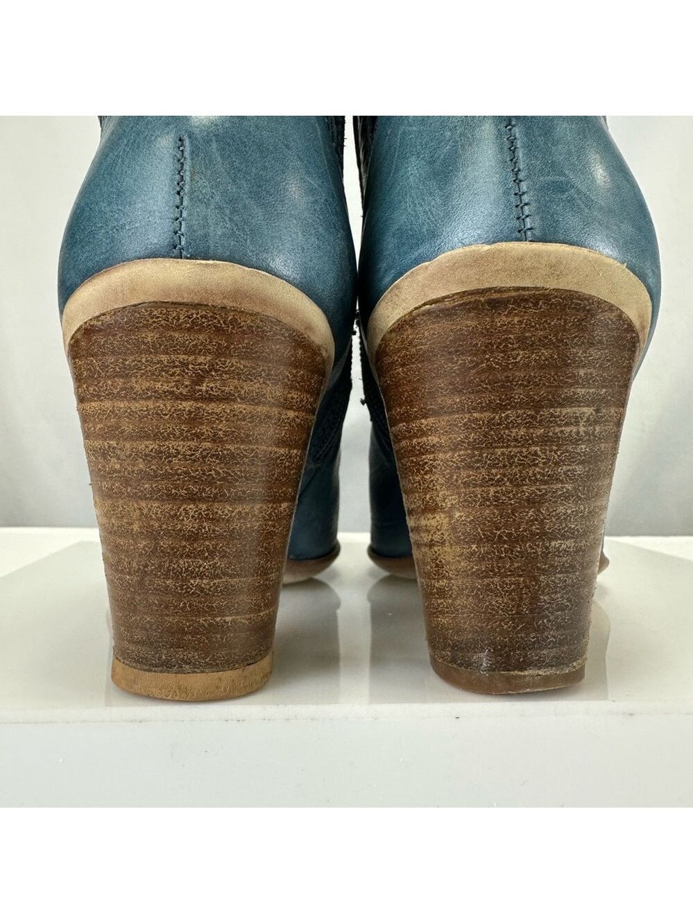Spiral blue perforated western Boots Womens Sz 40 Leather ankle Coastal Cowgirl - Picture 10 of 14